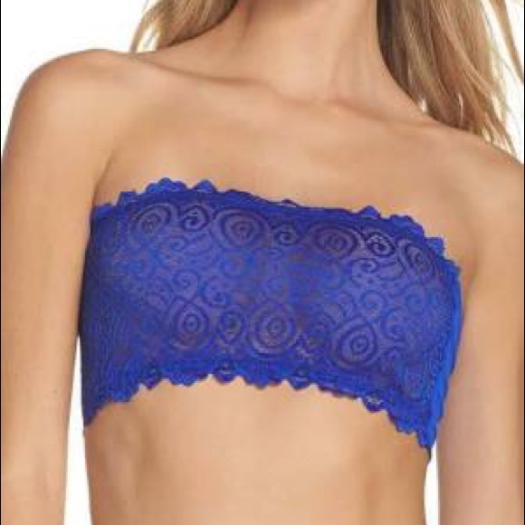 FREE PEOPLE Seamless Laced Bandeau Bra Blue BNWT - Picture 3 of 7
